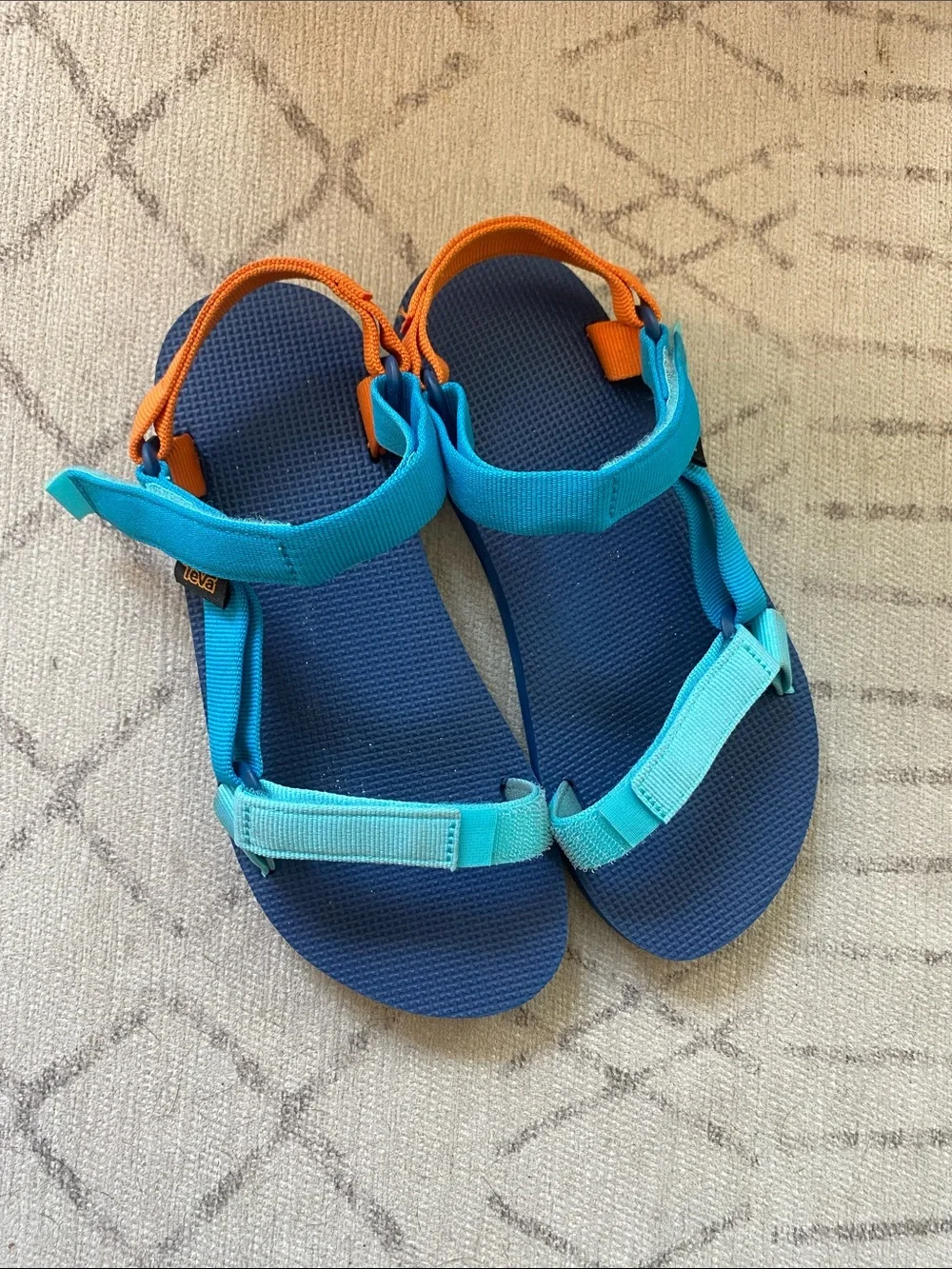 Teva Kids Navy and Turquoise Sandals with Orange Accents